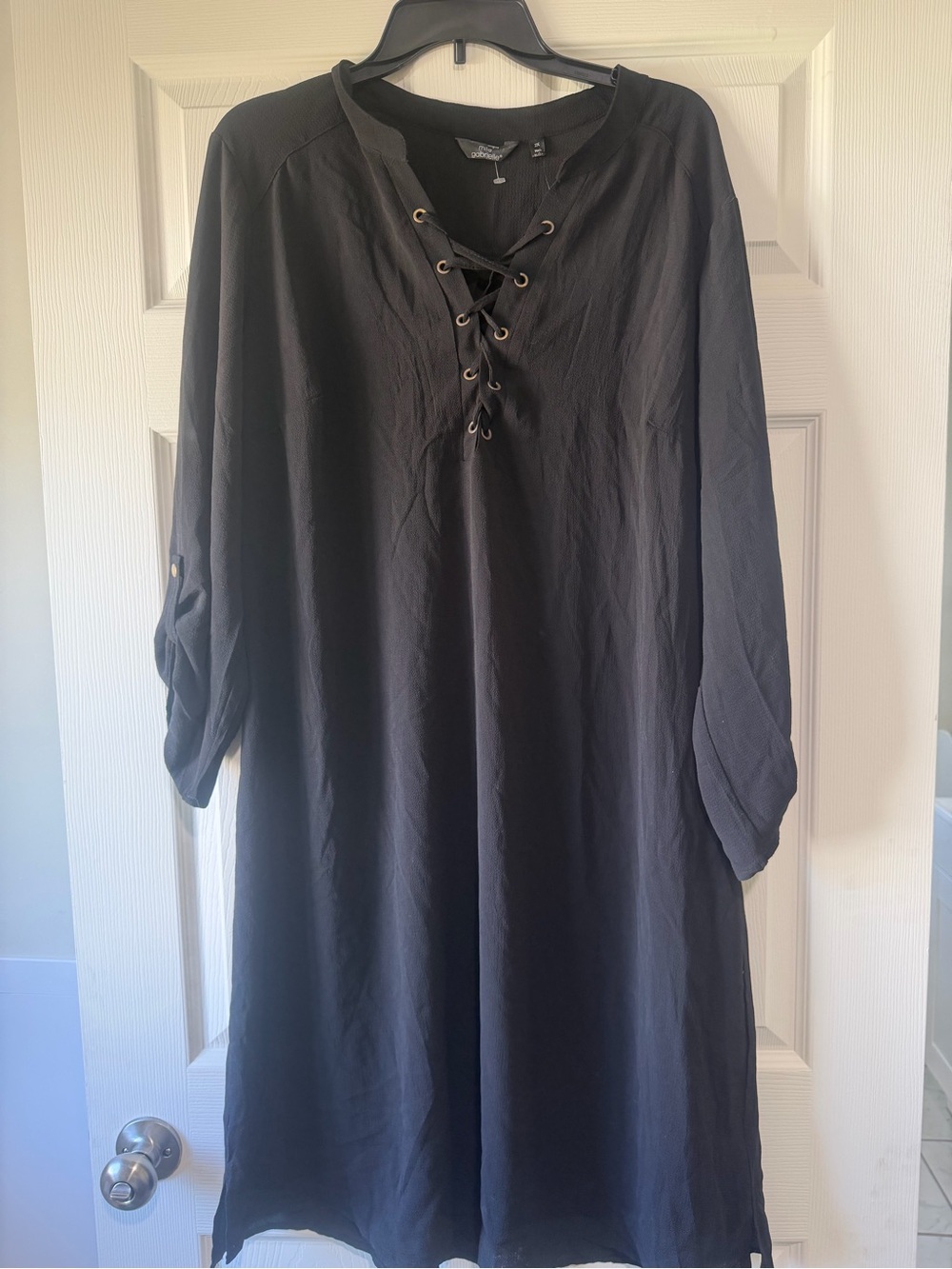 Mlle Gabrielle Black Lace-Up Tunic Dress